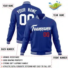 Royal White Classic Style Varsity Full-Snap Letterman Jacket 4