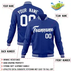 Royal White Classic Style Varsity Full-Snap Letterman Jacket 4