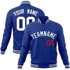 Royal White Classic Style Varsity Full-Snap Letterman Jacket