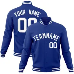 Royal White Classic Style Varsity Full-Snap Letterman Jacket