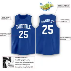 Royal White Classic Tank Top Basketball Jersey 2