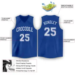 Royal White Classic Tank Top Basketball Jersey 2