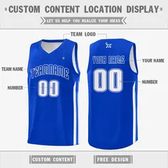 Royal White Classic Tops Mesh Sport Basketball Jersey 2