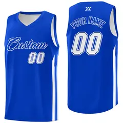 Royal White Classic Tops Mesh Sport Basketball Jersey
