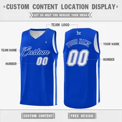 Royal White Classic Tops Mesh Sport Basketball Jersey 2