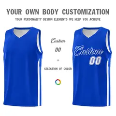 Royal White Classic Tops Mesh Sport Basketball Jersey 3