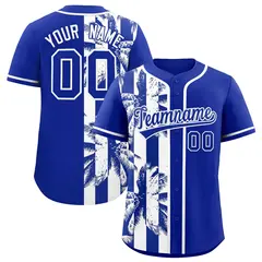 Royal White Coconut Tree Split Baseball Jersey 1