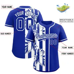 Royal White Coconut Tree Split Baseball Jersey 2