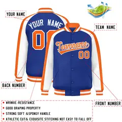 Royal White Color Block Raglan Varsity Letterman Jacket 2