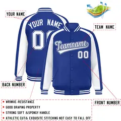 Royal White Color Block Raglan Varsity Letterman Jacket 2