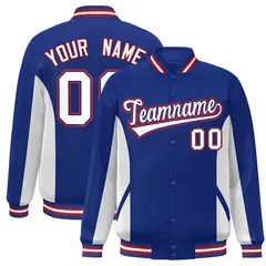 Royal White Color Block Varsity Letterman Baseball Jacket 1