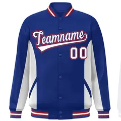 Royal White Color Block Varsity Letterman Baseball Jacket 3