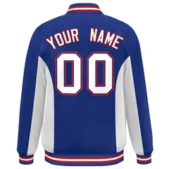 Royal White Color Block Varsity Letterman Baseball Jacket 4