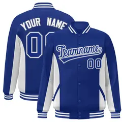 Royal White Color Block Varsity Letterman Baseball Jacket 1