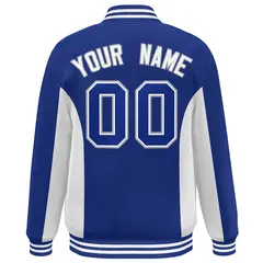 Royal White Color Block Varsity Letterman Baseball Jacket 4