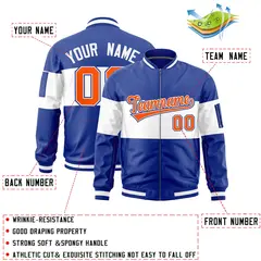 Royal White Color Block Varsity Letterman Bomber Jacket 2