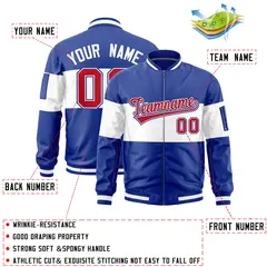 Royal White Color Block Varsity Letterman Bomber Jacket 2
