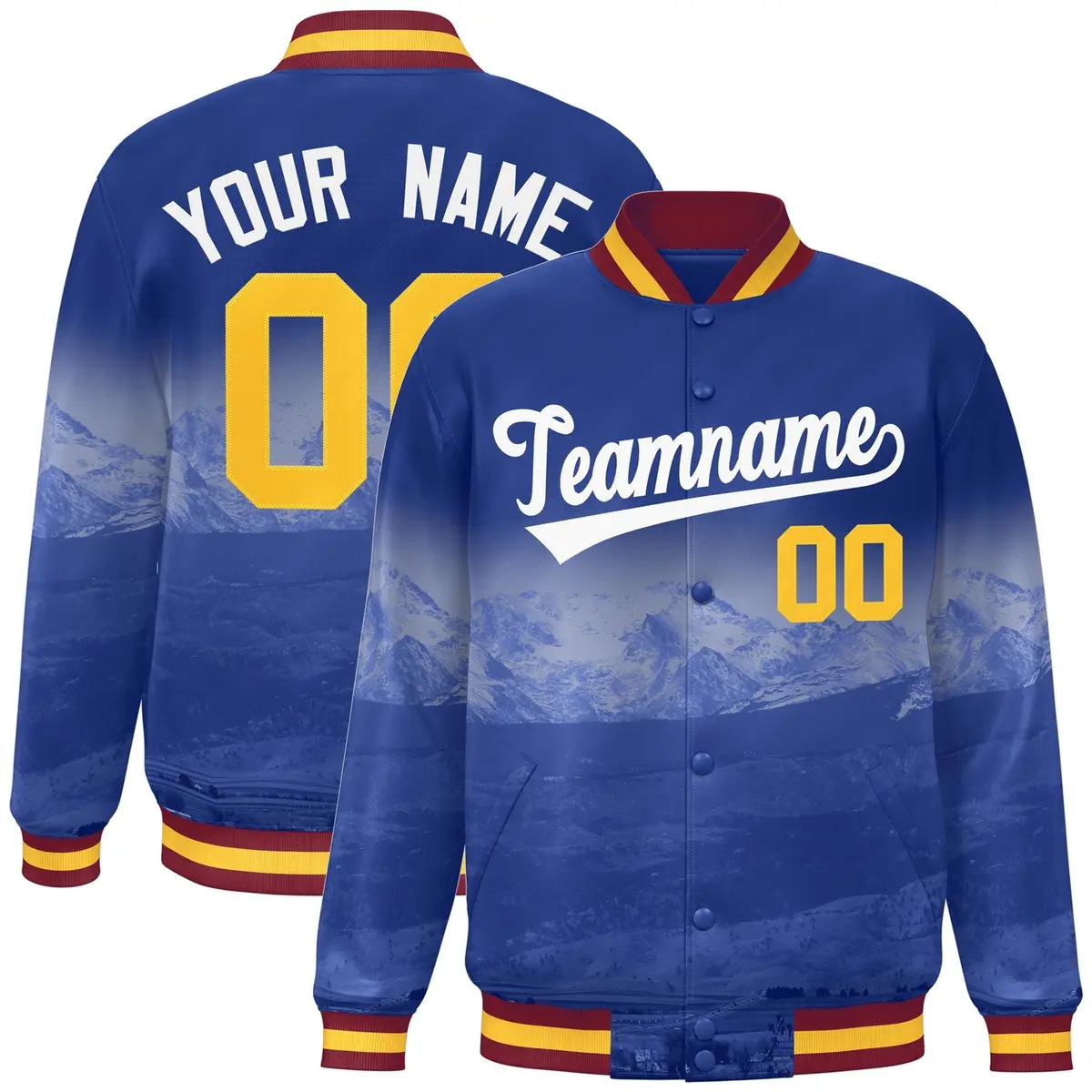 Royal White Denver Skyline Varsity Full-Snap Track Jacket