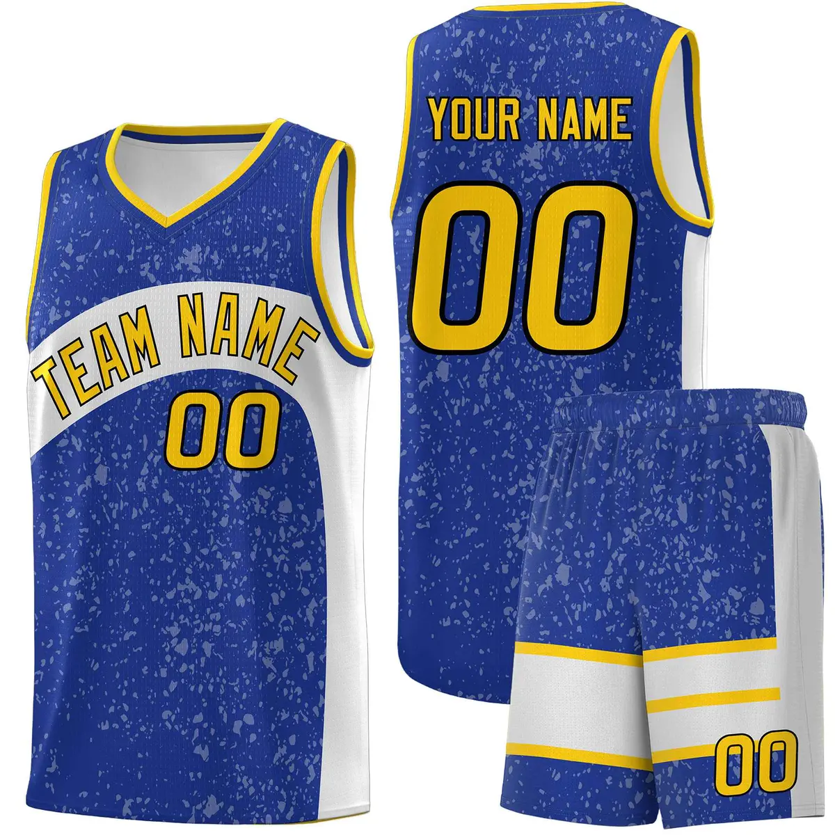Royal White Dot Graffiti Irregular Pattern Basketball Jersey