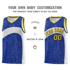 Royal White Dot Graffiti Irregular Pattern Basketball Jersey 3