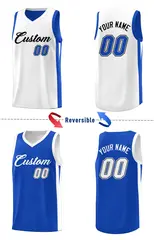 Royal White Double Side Athletic Basketball Jersey 4