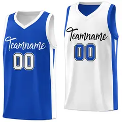 Royal White Double Side Basketball Jersey 1
