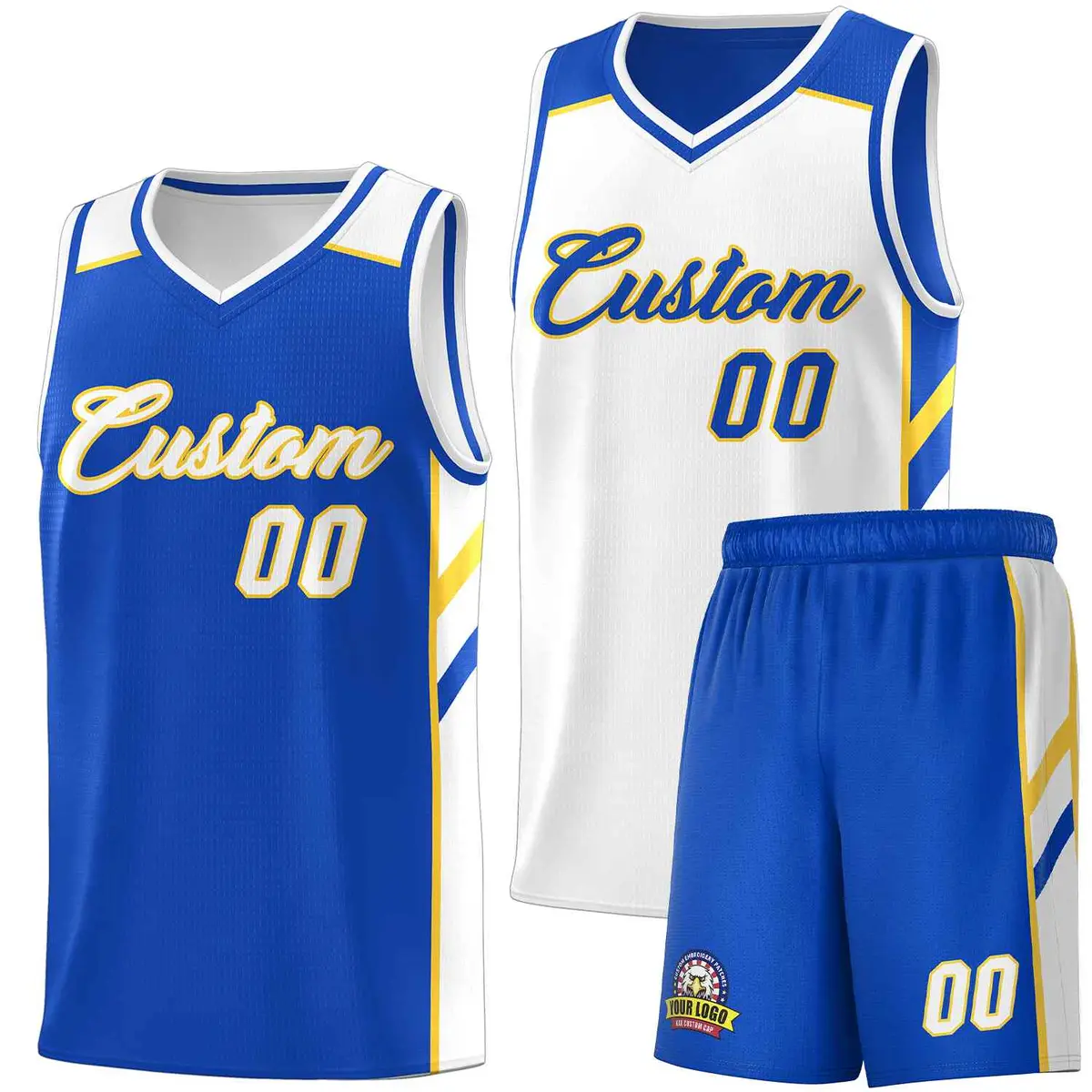 Royal White Double Side Men Basketball Jersey
