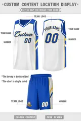 Royal White Double Side Men Basketball Jersey 2