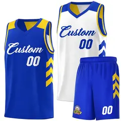 Royal White Double Side Men Basketball Jersey