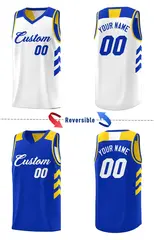 Royal White Double Side Men Basketball Jersey 3