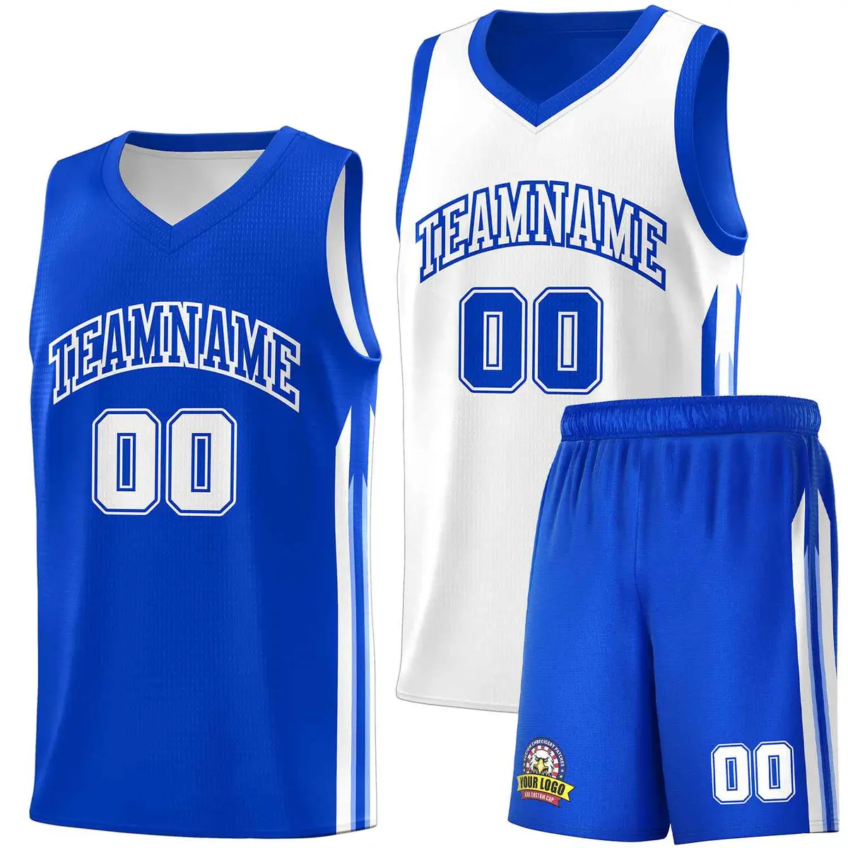 Royal White Double Side Men Basketball Jersey
