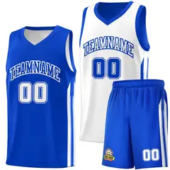 Royal White Double Side Men Basketball Jersey
