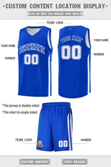 Royal White Double Side Men Basketball Jersey 4