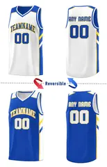 Royal White Double Side Men Basketball Jersey 3