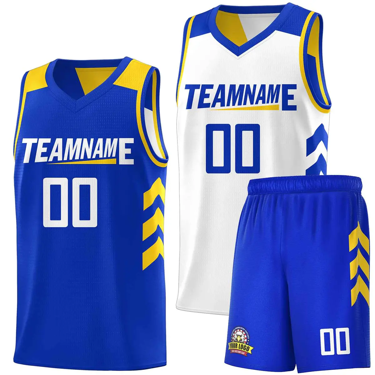Royal White Double Side Men Basketball Jersey