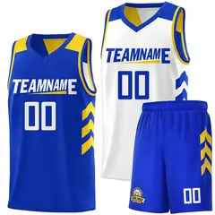 Royal White Double Side Men Basketball Jersey