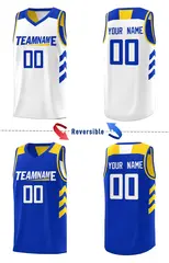 Royal White Double Side Men Basketball Jersey 3