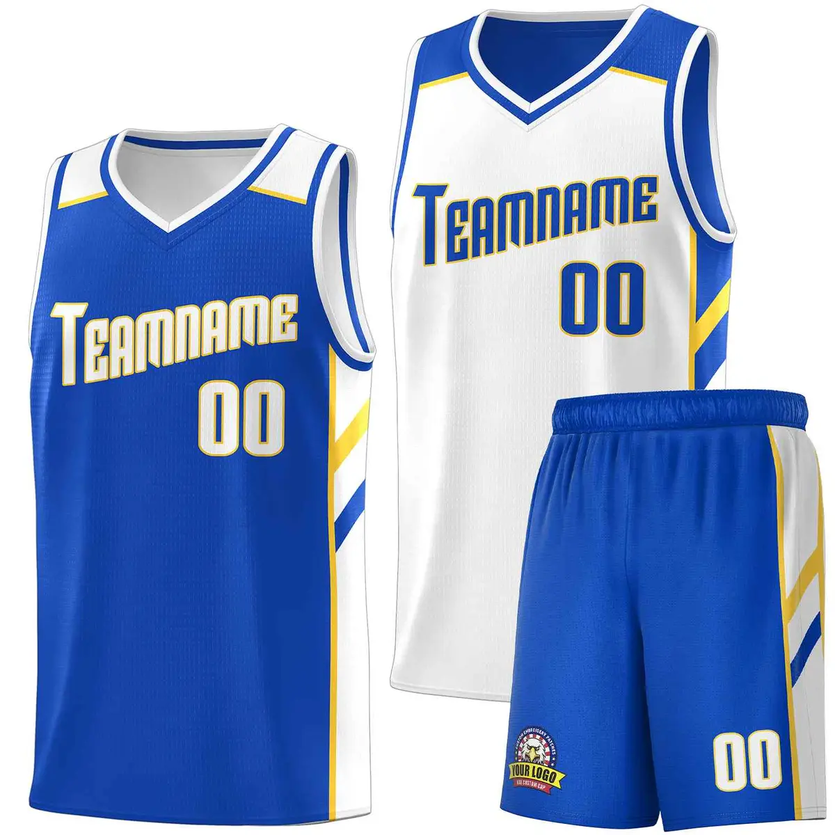 Royal White Double Side Men Basketball Jersey