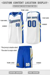 Royal White Double Side Men Basketball Jersey 2
