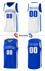 Royal White Double Side Men Basketball Jersey 2