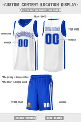 Royal White Double Side Men Basketball Jersey 3