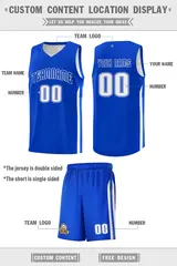 Royal White Double Side Men Basketball Jersey 4