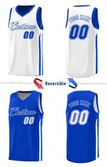 Royal White Double Side Men Basketball Jersey 3