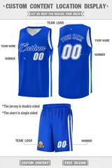 Royal White Double Side Men Basketball Jersey 4