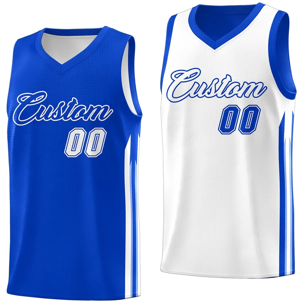 Royal White Double Side Men Training Basketball Jersey