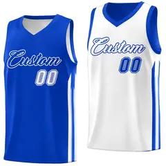 Royal White Double Side Men Training Basketball Jersey