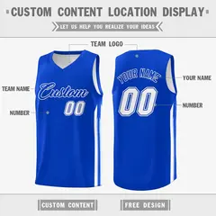 Royal White Double Side Men Training Basketball Jersey 2