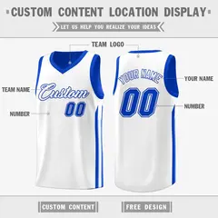 Royal White Double Side Men Training Basketball Jersey 3