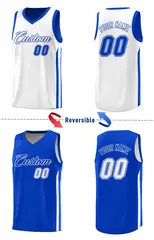 Royal White Double Side Men Training Basketball Jersey 4