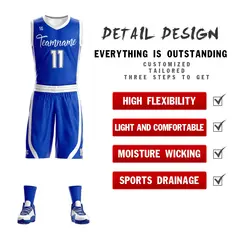 Royal White Double Side Sets Basketball Jersey 2